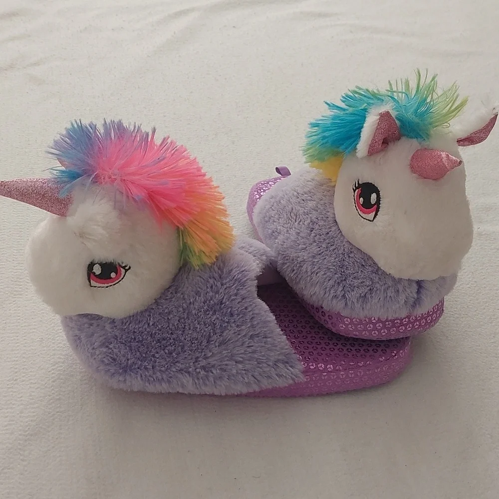 WONDER NATION Plush Unicorn Slippers NWOT